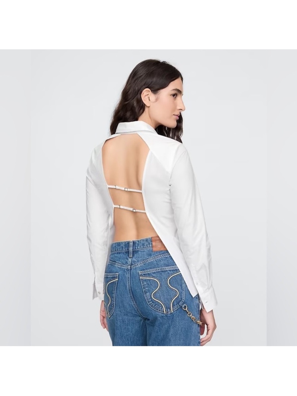 NWT Cult Gaia x Gap white backless button down shirt size S